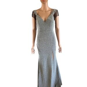 Fashion Nova Silver Maxi Dress